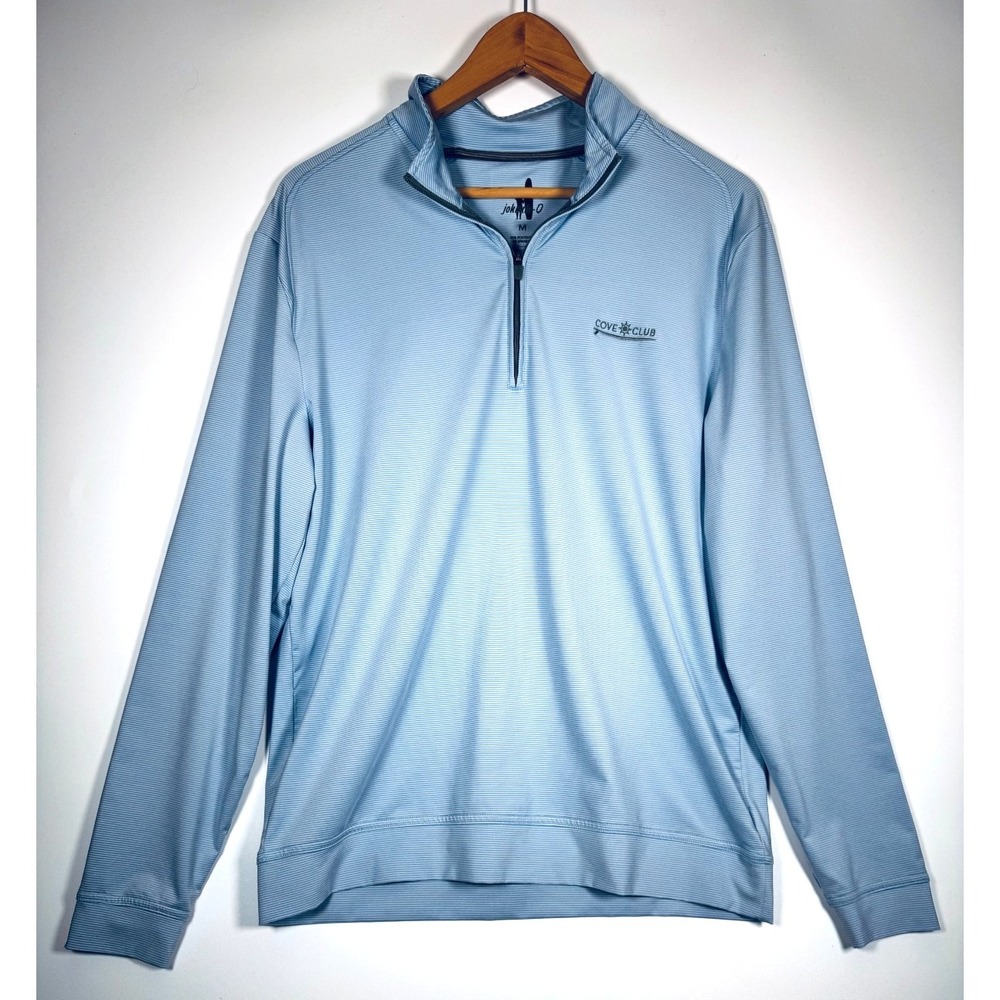 Johnnie-o  Quarter Zip Pullover Medium Blue Stripe Cove Club Golf Performance